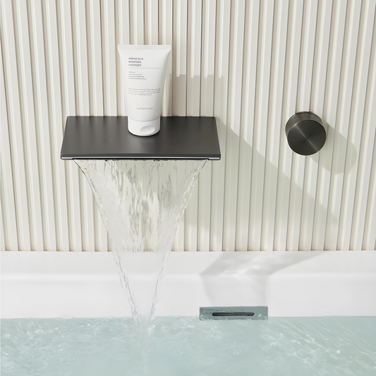 SENSIAL / Wall-Mounted Knurled Brass Bathroom Faucet