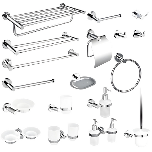 CONJUNTO DE ACCESORIOS DE BAÑO / ACERO INOXIDABLE / CROMO