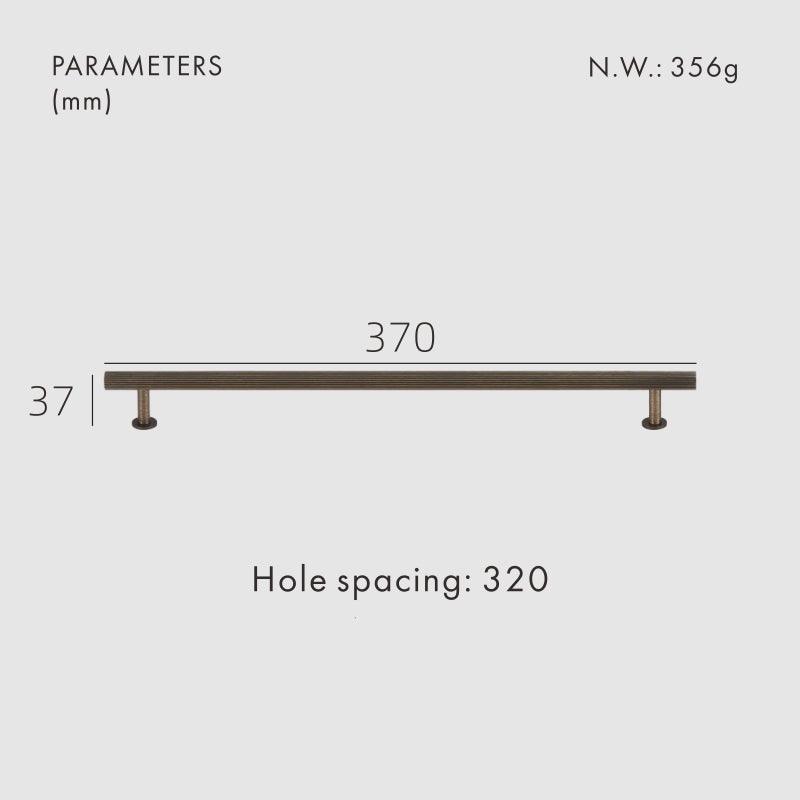 Linear knurled brass pull handle 370mm length