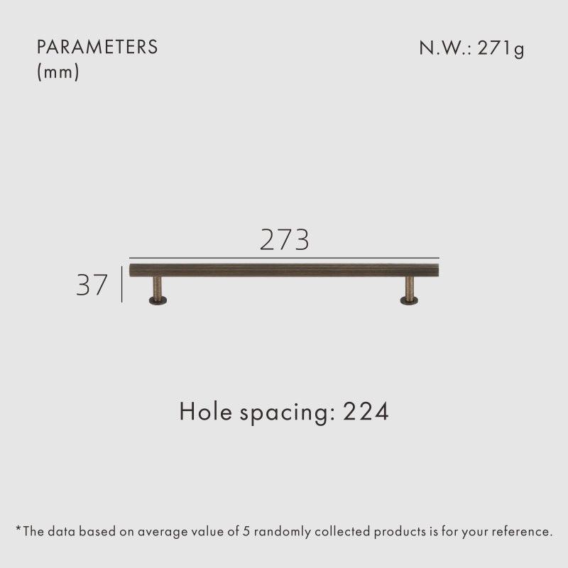 Linear knurled brass pull handle 273mm length