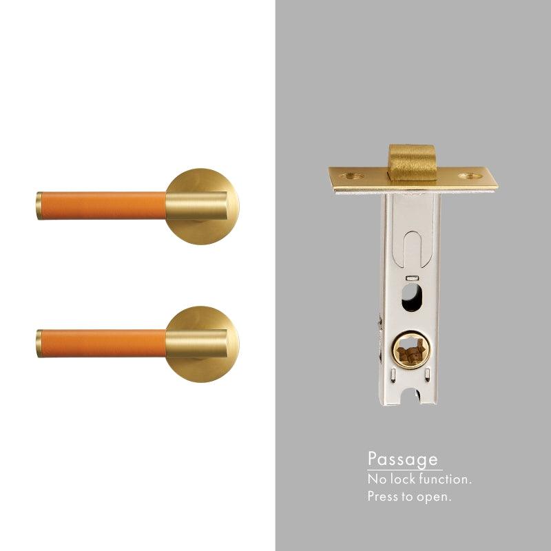 AMINTA / SOLID BRASS & LEATHER / DOOR HANDLES - Handle Shop Couture