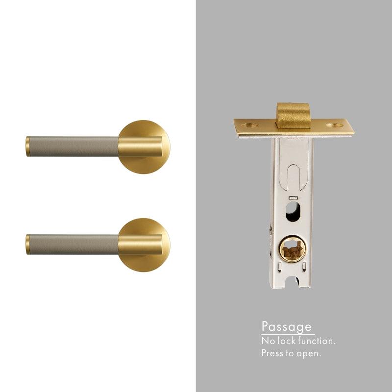 AMINTA / SOLID BRASS & LEATHER / DOOR HANDLES - Handle Shop Couture