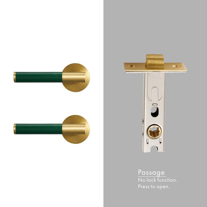 AMINTA / SOLID BRASS & LEATHER / DOOR HANDLES - Handle Shop Couture