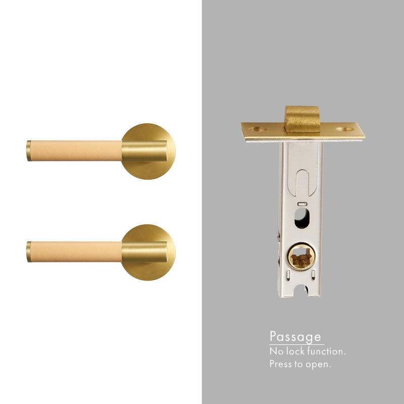 AMINTA / SOLID BRASS & LEATHER / DOOR HANDLES - Handle Shop Couture