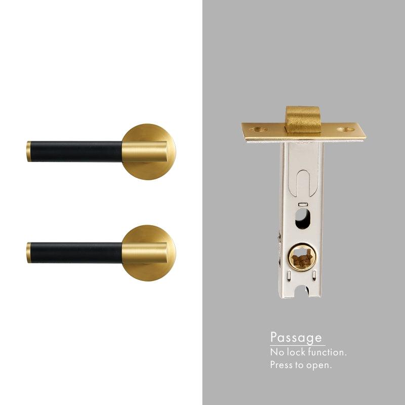 AMINTA / SOLID BRASS & LEATHER / DOOR HANDLES - Handle Shop Couture