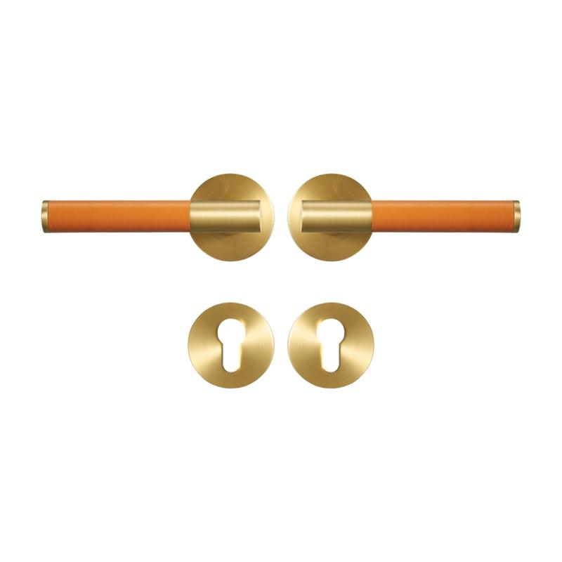 AMINTA / SOLID BRASS & LEATHER / DOOR HANDLES - Handle Shop Couture