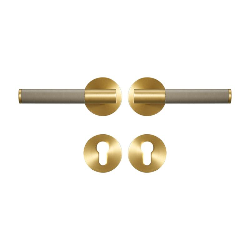 AMINTA / SOLID BRASS & LEATHER / DOOR HANDLES - Handle Shop Couture