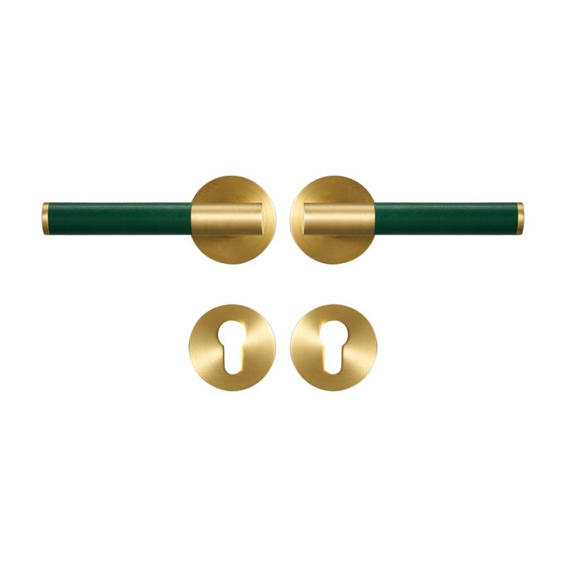 AMINTA / SOLID BRASS & LEATHER / DOOR HANDLES - Handle Shop Couture
