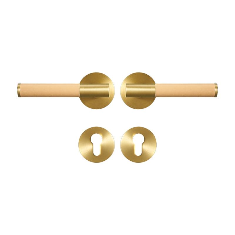 AMINTA / SOLID BRASS & LEATHER / DOOR HANDLES - Handle Shop Couture