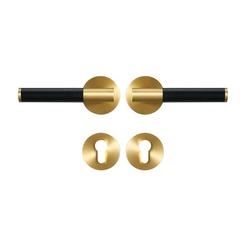 AMINTA / SOLID BRASS & LEATHER / DOOR HANDLES - Handle Shop Couture