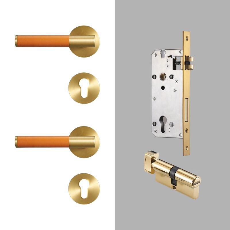 AMINTA / SOLID BRASS & LEATHER / DOOR HANDLES - Handle Shop Couture