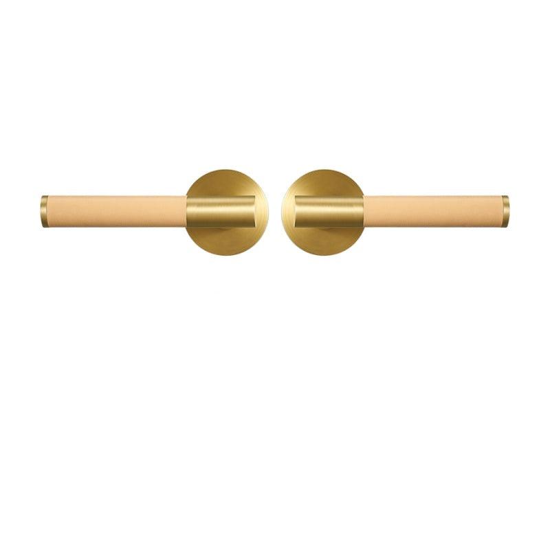 AMINTA / SOLID BRASS & LEATHER / DOOR HANDLES - Handle Shop Couture
