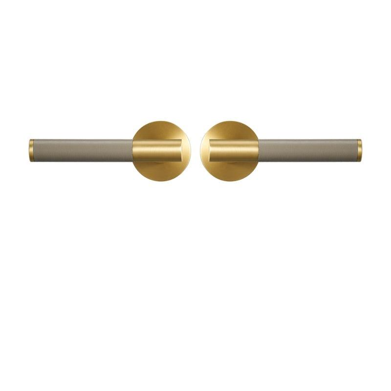 AMINTA / SOLID BRASS & LEATHER / DOOR HANDLES - Handle Shop Couture