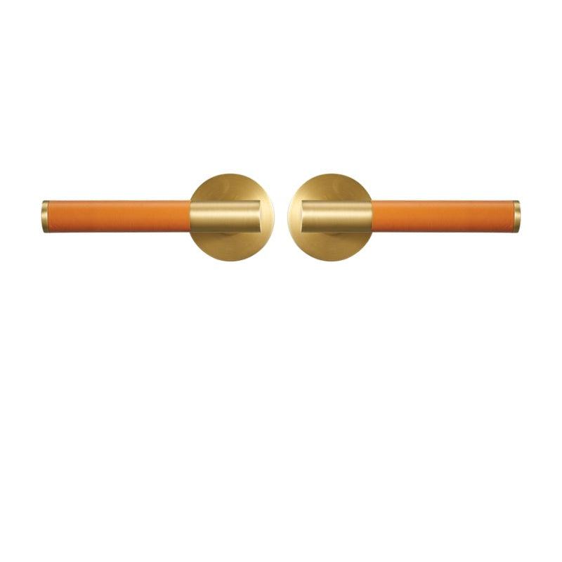 AMINTA / SOLID BRASS & LEATHER / DOOR HANDLES - Handle Shop Couture