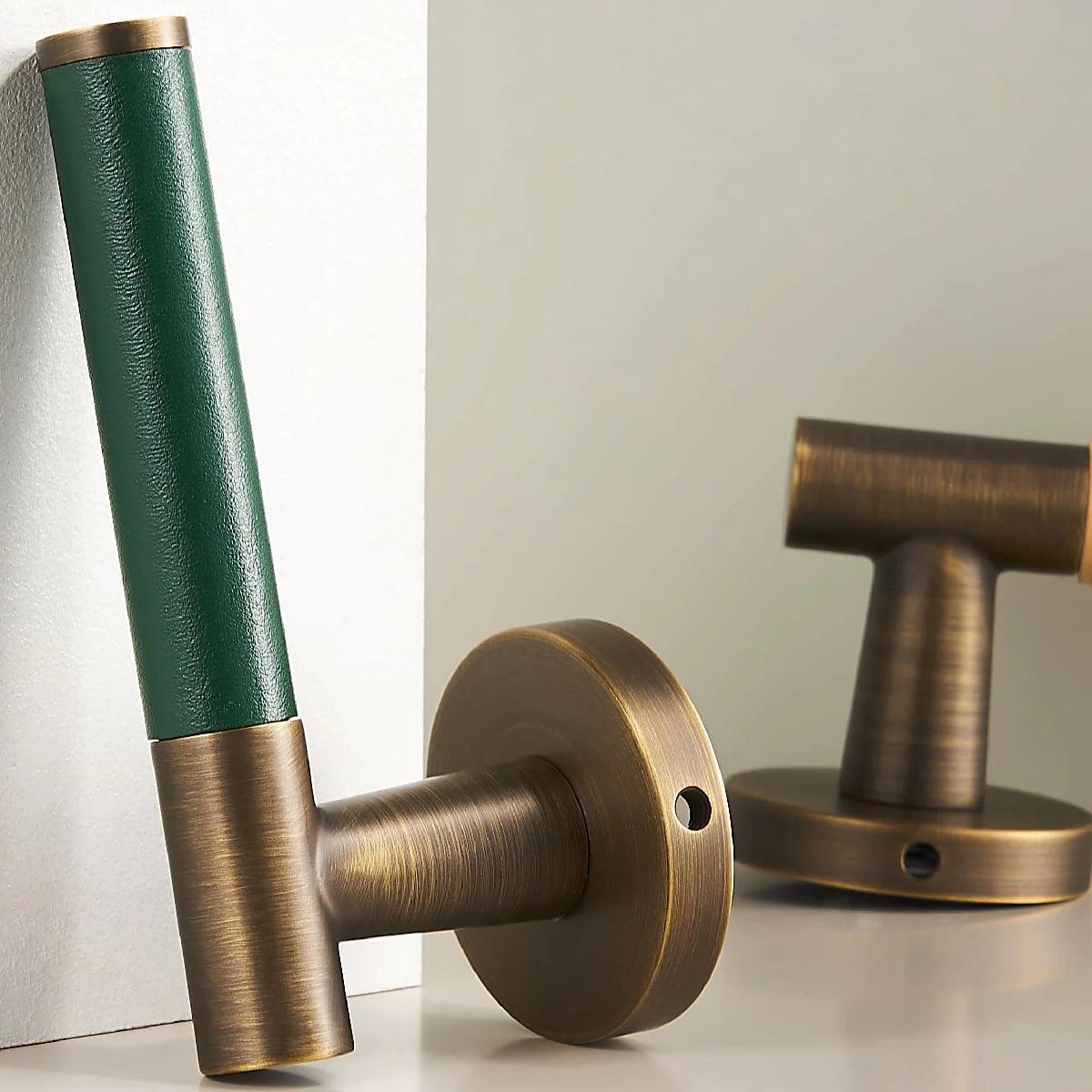 AMINTA / SOLID BRASS & LEATHER / DOOR HANDLES - Handle Shop Couture