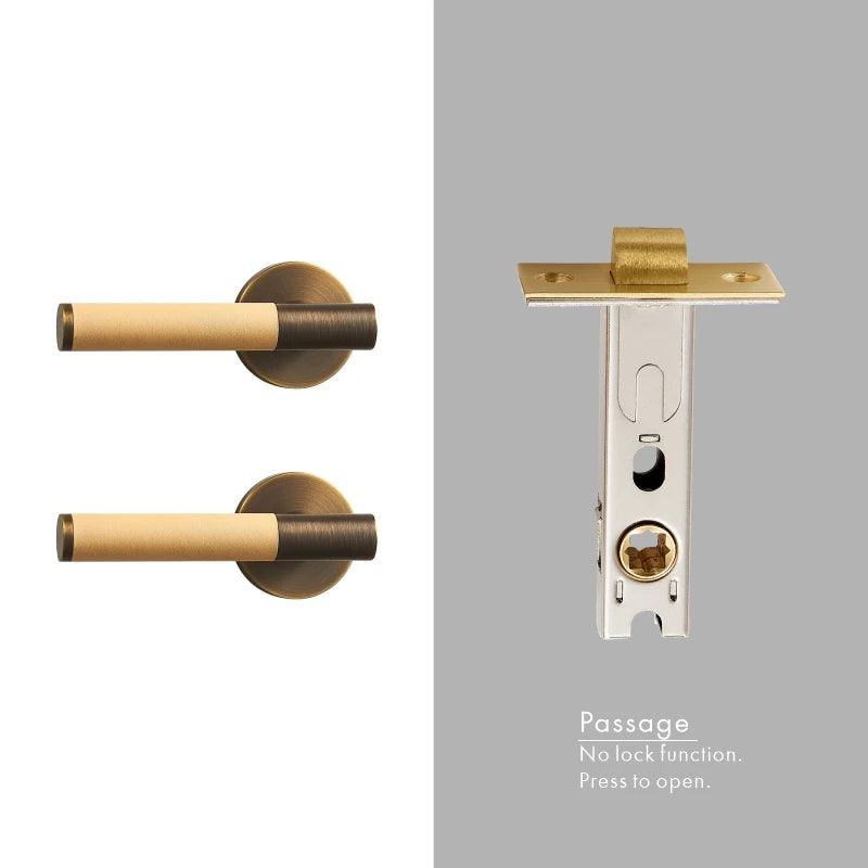 AMINTA / SOLID BRASS & LEATHER / DOOR HANDLES - Handle Shop Couture