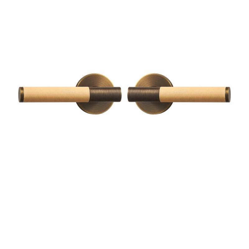 AMINTA / SOLID BRASS & LEATHER / DOOR HANDLES - Handle Shop Couture
