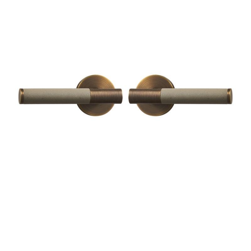 AMINTA / SOLID BRASS & LEATHER / DOOR HANDLES - Handle Shop Couture