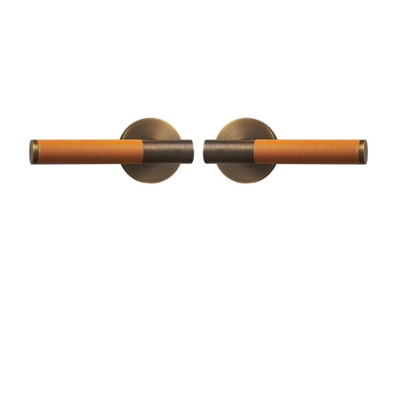 AMINTA / SOLID BRASS & LEATHER / DOOR HANDLES - Handle Shop Couture