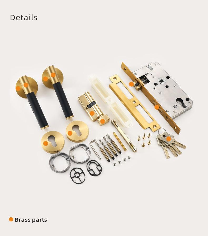 AMINTA / SOLID BRASS & LEATHER / DOOR HANDLES - Handle Shop Couture