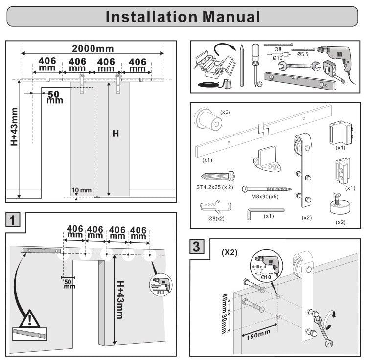 ELIKA / Sliding Barn Door Hardware Kit Mechanism - Handle Shop Couture