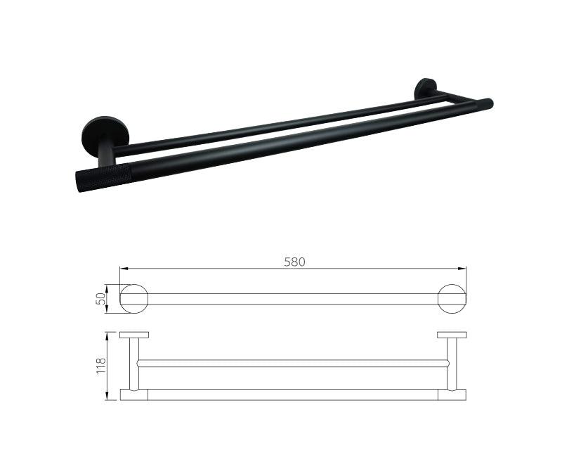 KOS / BATHROOM HARDWARE SET / KNURLED / MATTE BLACK - Handle Shop Couture