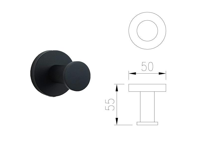 KOS / BATHROOM HARDWARE SET / KNURLED / MATTE BLACK - Handle Shop Couture