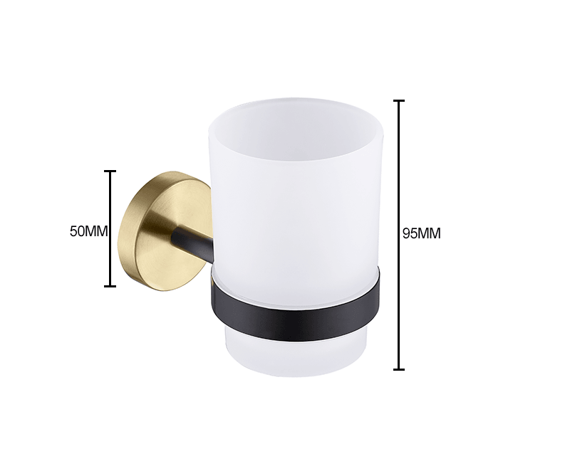 KOS / BATHROOM HARDWARE SET / KNURLED / POLISHED GOLD & MATTE BLACK - Handle Shop Couture