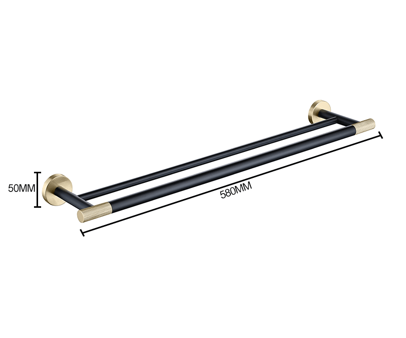 KOS / BATHROOM HARDWARE SET / KNURLED / POLISHED GOLD & MATTE BLACK - Handle Shop Couture