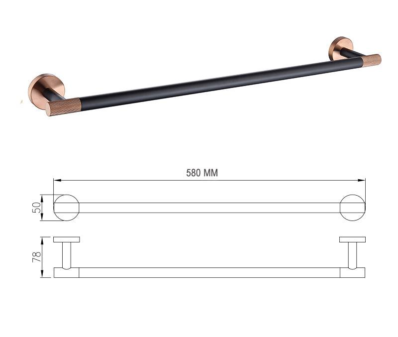 KOS / BATHROOM HARDWARE SET / KNURLED / ROSE GOLD & MATTE BLACK - Handle Shop Couture