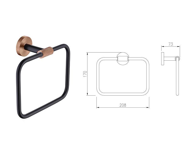 KOS / BATHROOM HARDWARE SET / KNURLED / ROSE GOLD & MATTE BLACK - Handle Shop Couture
