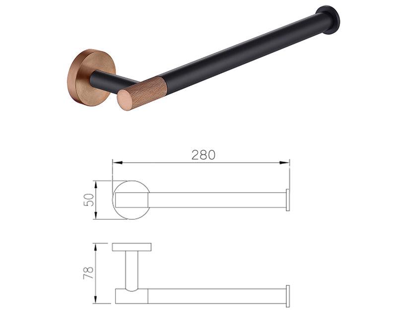 KOS / BATHROOM HARDWARE SET / KNURLED / ROSE GOLD & MATTE BLACK - Handle Shop Couture