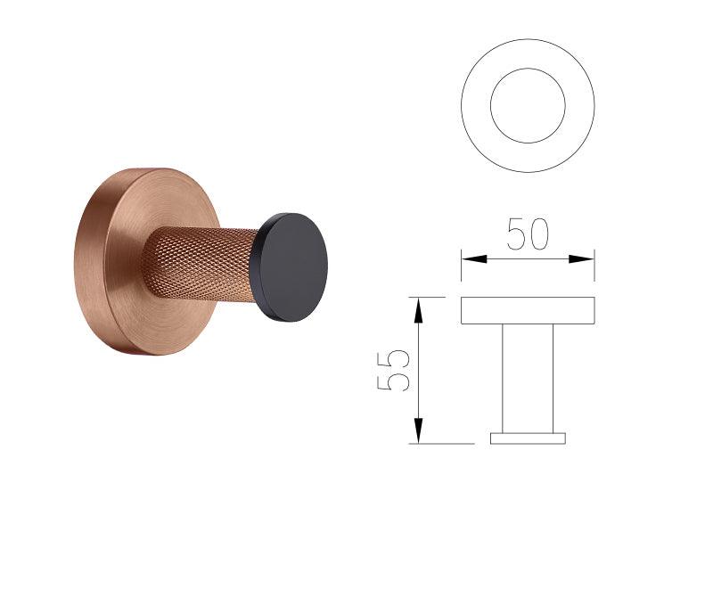 KOS / BATHROOM HARDWARE SET / KNURLED / ROSE GOLD & MATTE BLACK - Handle Shop Couture