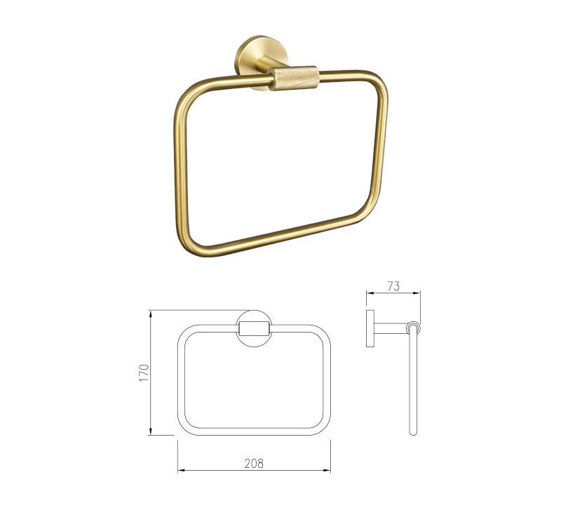 KOS / BATHROOM HARDWARE SET / KNURLED / SATIN GOLD - Handle Shop Couture