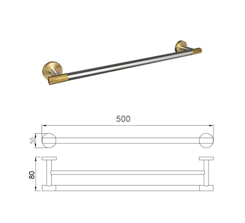 KOS / KNURLED BATHROOM HARDWARE / BRUSHED STAINLESS STEEL & SATIN GOLD - Handle Shop Couture