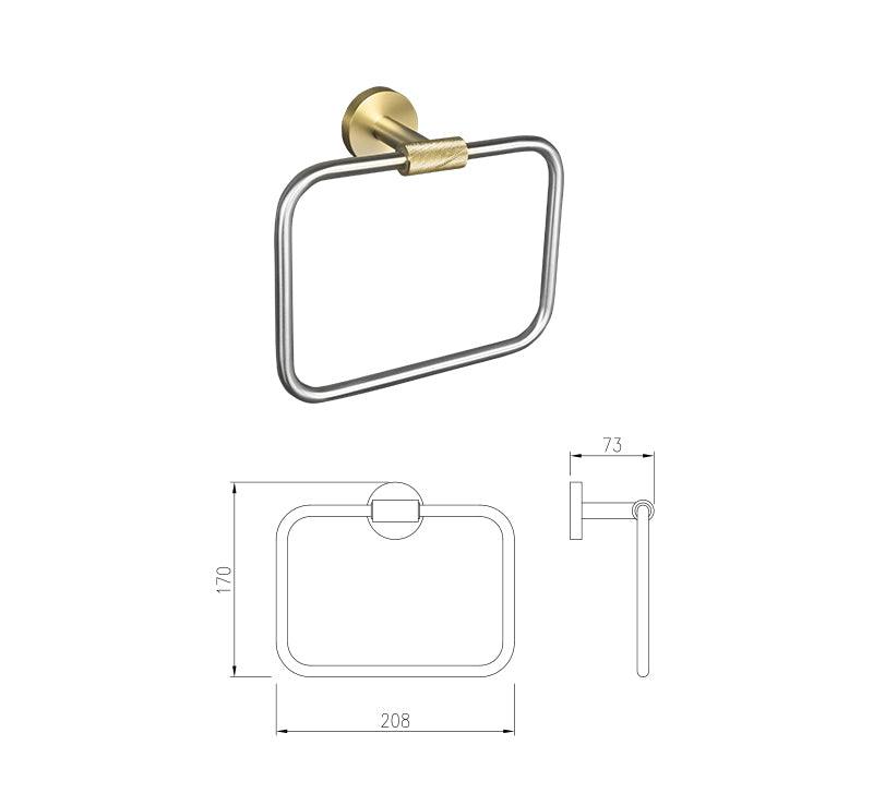 KOS / KNURLED BATHROOM HARDWARE / BRUSHED STAINLESS STEEL & SATIN GOLD - Handle Shop Couture