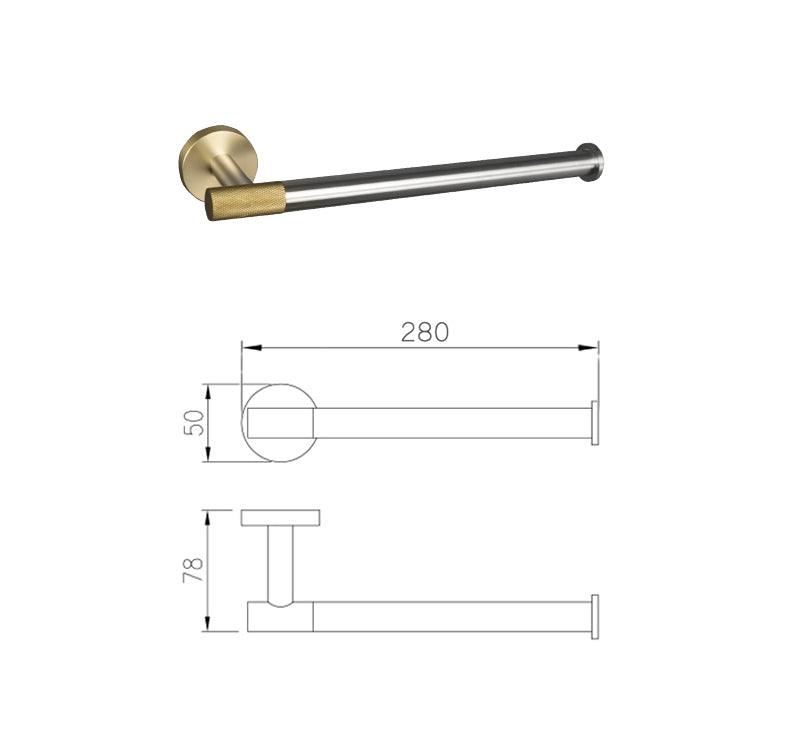 KOS / KNURLED BATHROOM HARDWARE / BRUSHED STAINLESS STEEL & SATIN GOLD - Handle Shop Couture