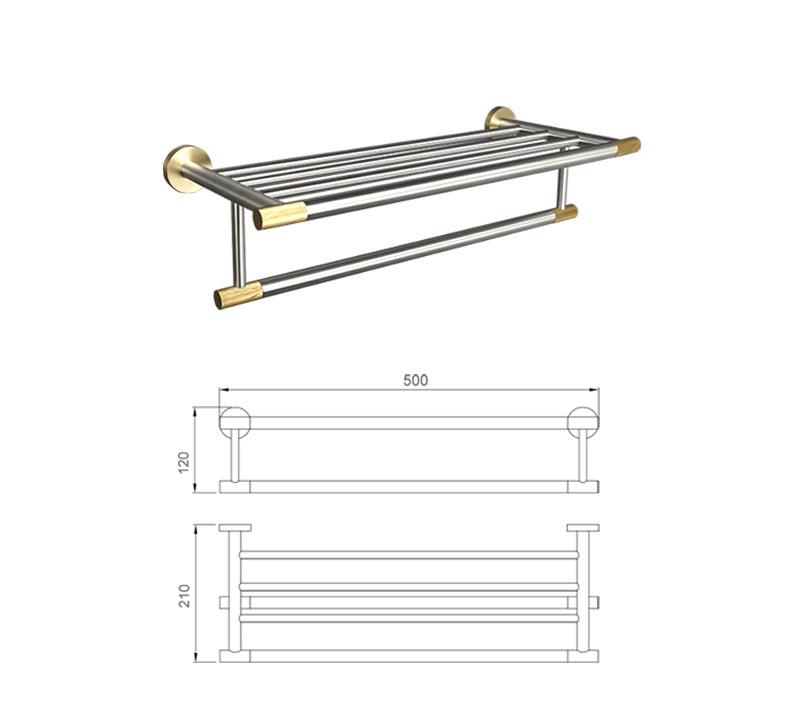 KOS / KNURLED BATHROOM HARDWARE / BRUSHED STAINLESS STEEL & SATIN GOLD - Handle Shop Couture