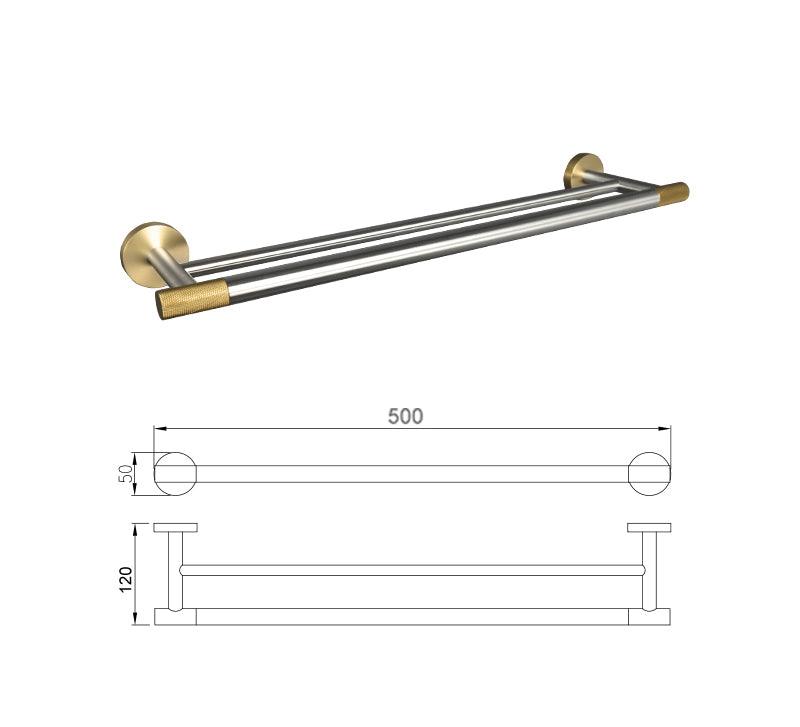 KOS / KNURLED BATHROOM HARDWARE / BRUSHED STAINLESS STEEL & SATIN GOLD - Handle Shop Couture