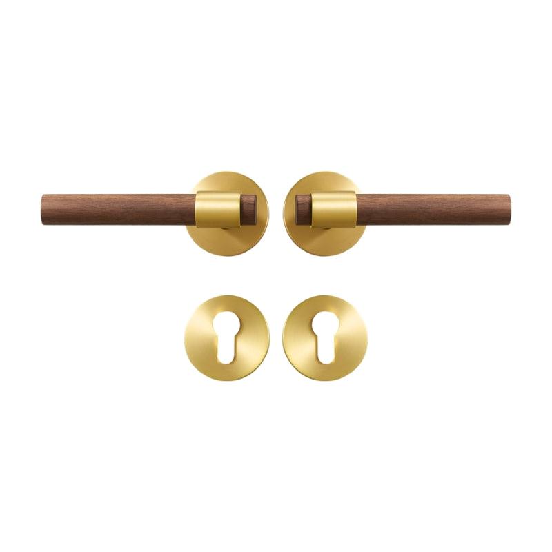 MENELAOS / SOLID BRASS & WALNUT WOOD / DOOR HANDLES - Handle Shop Couture