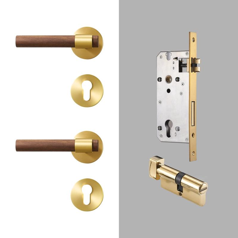 MENELAOS / SOLID BRASS & WALNUT WOOD / DOOR HANDLES - Handle Shop Couture