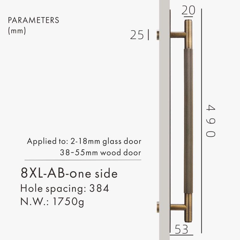 XANDRA / DOUBLE-SIDED PULL & BACKPLATE / KNURLED BRASS - Handle Shop Couture