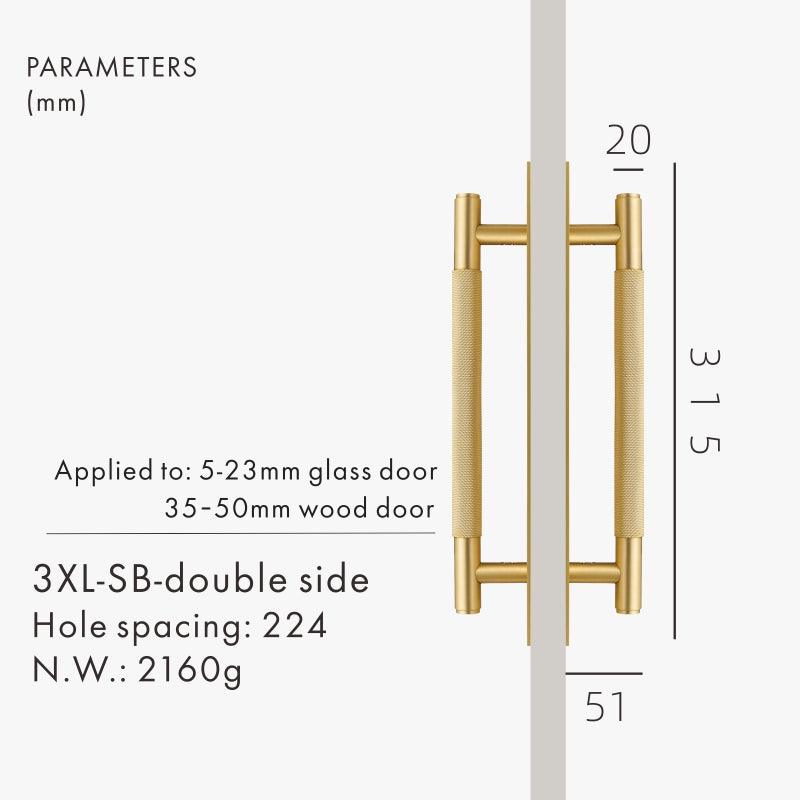 XANDRA / DOUBLE-SIDED PULL & BACKPLATE / KNURLED BRASS - Handle Shop Couture