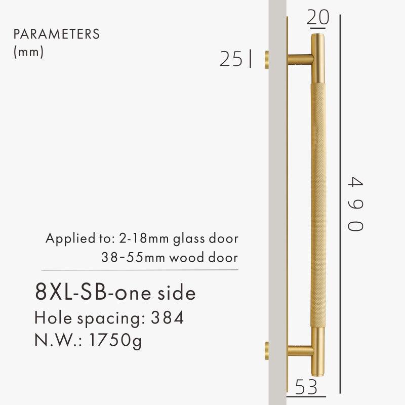 XANDRA / DOUBLE-SIDED PULL & BACKPLATE / KNURLED BRASS - Handle Shop Couture