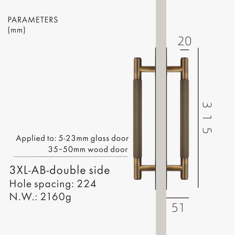 XANDRA / DOUBLE-SIDED PULL & BACKPLATE / KNURLED BRASS - Handle Shop Couture