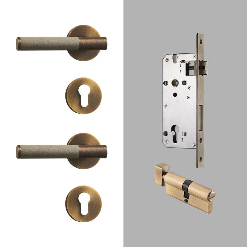 AMINTA / SOLID BRASS & LEATHER / DOOR HANDLES - Handle Shop Couture