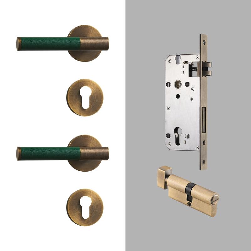 AMINTA / SOLID BRASS & LEATHER / DOOR HANDLES - Handle Shop Couture
