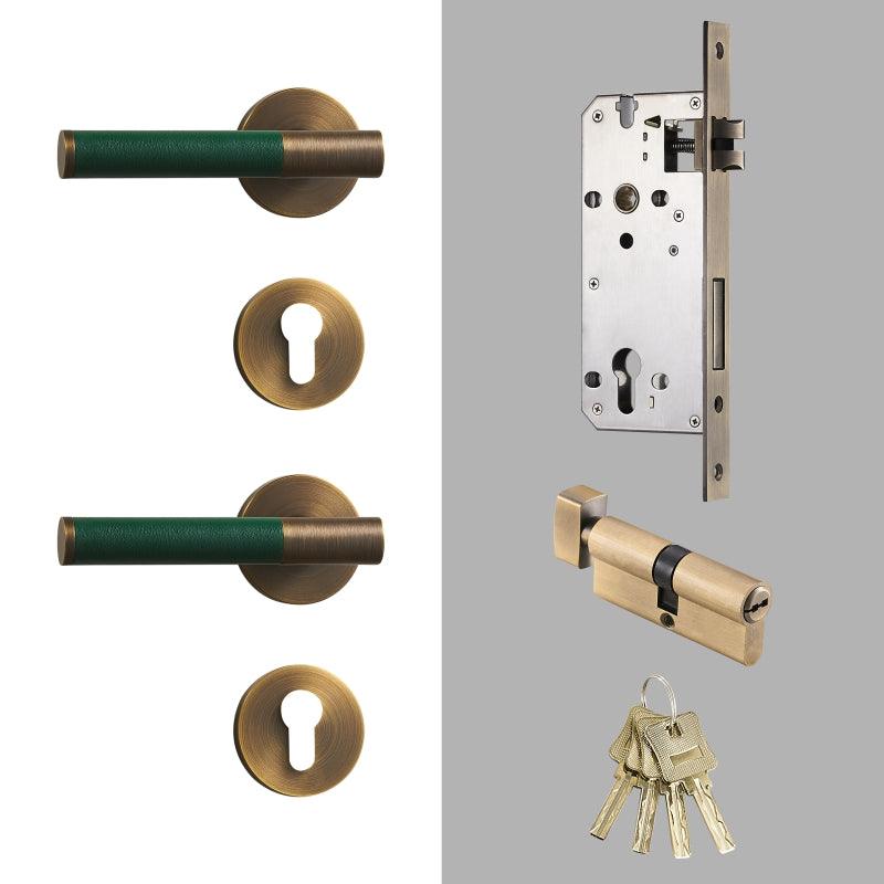 AMINTA / SOLID BRASS & LEATHER / DOOR HANDLES - Handle Shop Couture