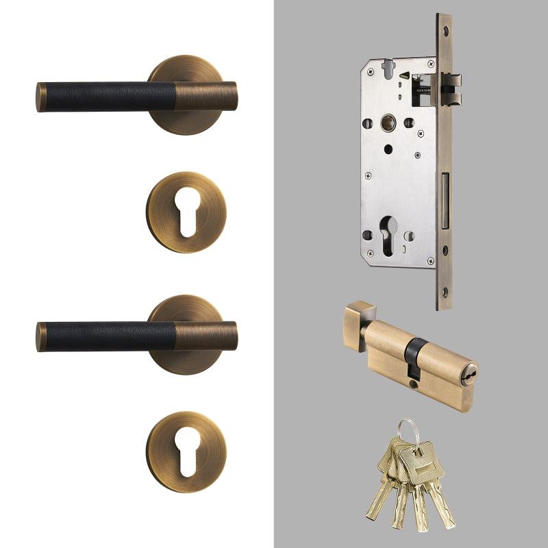 AMINTA / SOLID BRASS & LEATHER / DOOR HANDLES - Handle Shop Couture