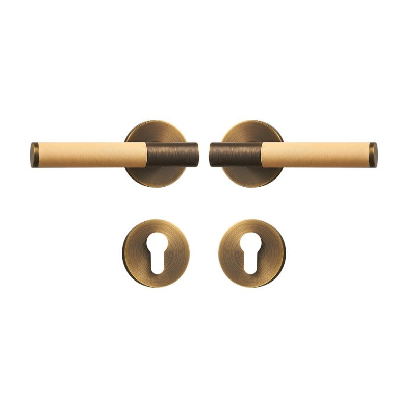 AMINTA / SOLID BRASS & LEATHER / DOOR HANDLES - Handle Shop Couture